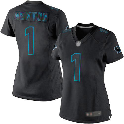 Carolina Panthers Limited Black Women Cam Newton Jersey NFL Football #1 Impact